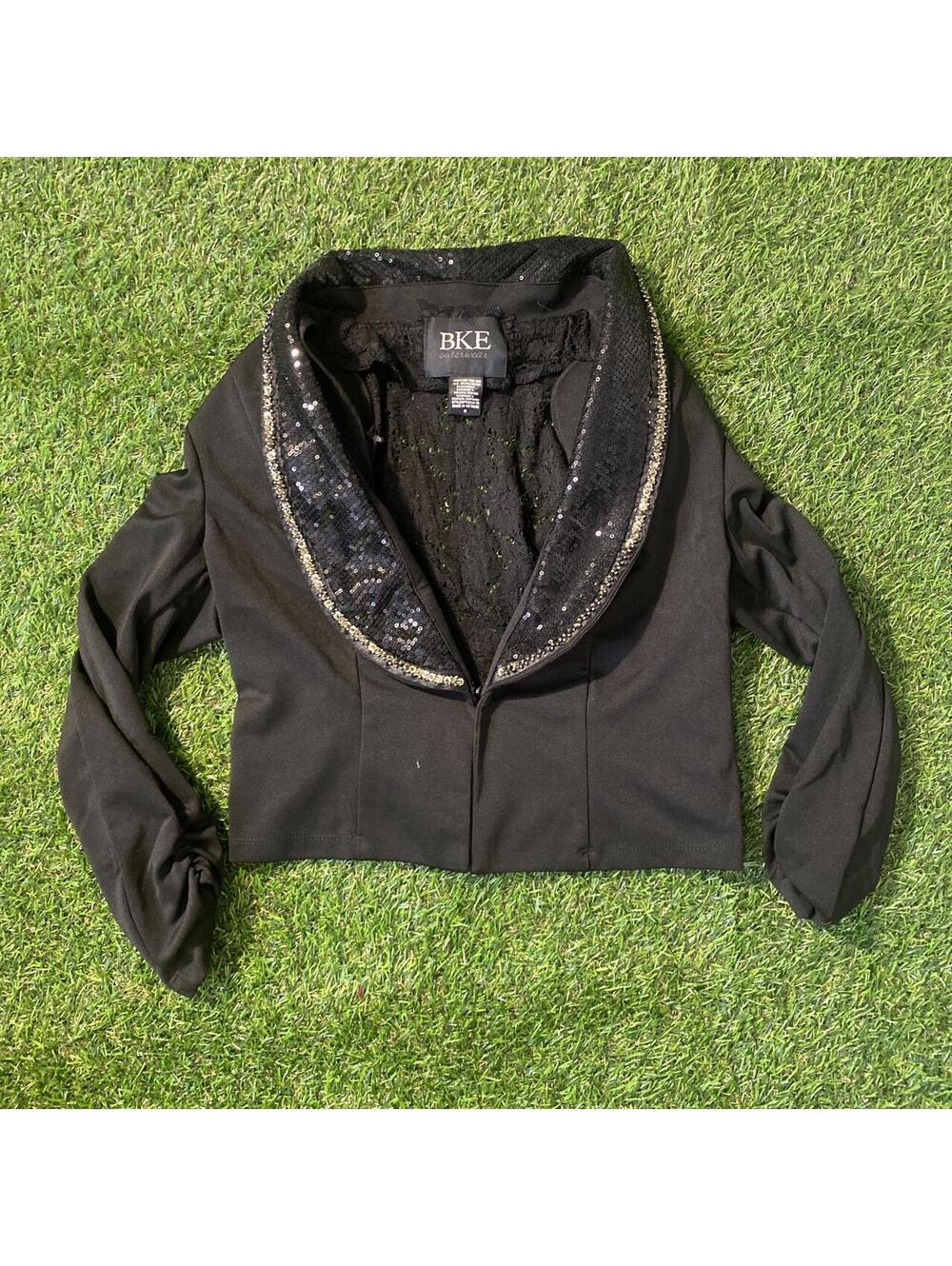 Vintage Y2K BKE Black sequin jacket with gold trim